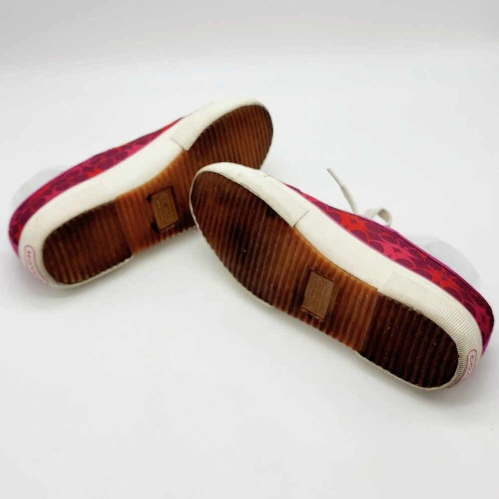 COACH Kalyn Womens Sneakers 7.5 B Pink Red Signature C Logo Lace Up Canvas 7-1/2 - Picture 10 of 11